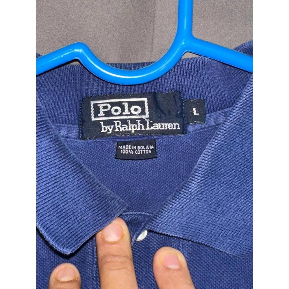 Polo Ralph Lauren Blue Polo Shirt Red Logo Size L - Picture 5 of 7